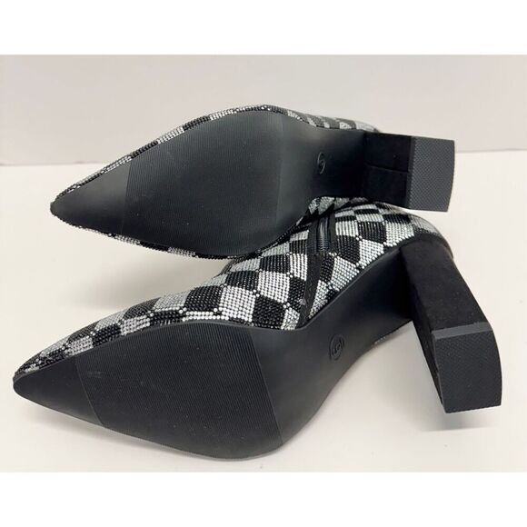 Wild Pair Boots Size 6 Checkered Pointed Toe Rhinestones High Heel Booties NEW - Picture 9 of 9